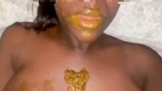 Ebony scat eating wife fucking and fed with shit xxx porn video ...