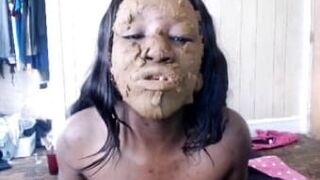 Black scat fetish girl eating and smearing shit xxx porn video ...